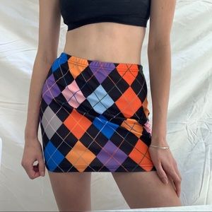 Multi Colour Argyle Pencil Skirt